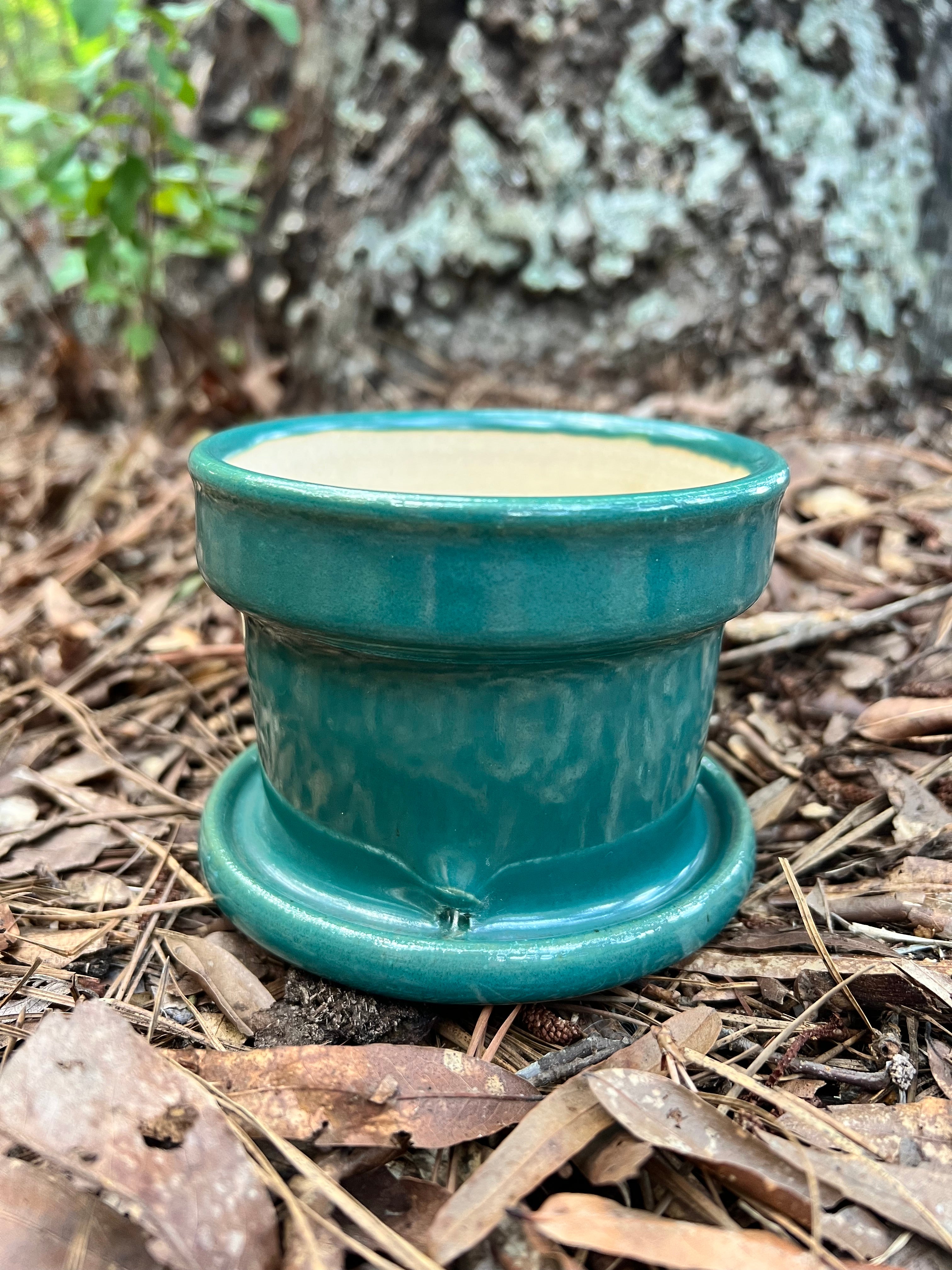 small turquoise planter