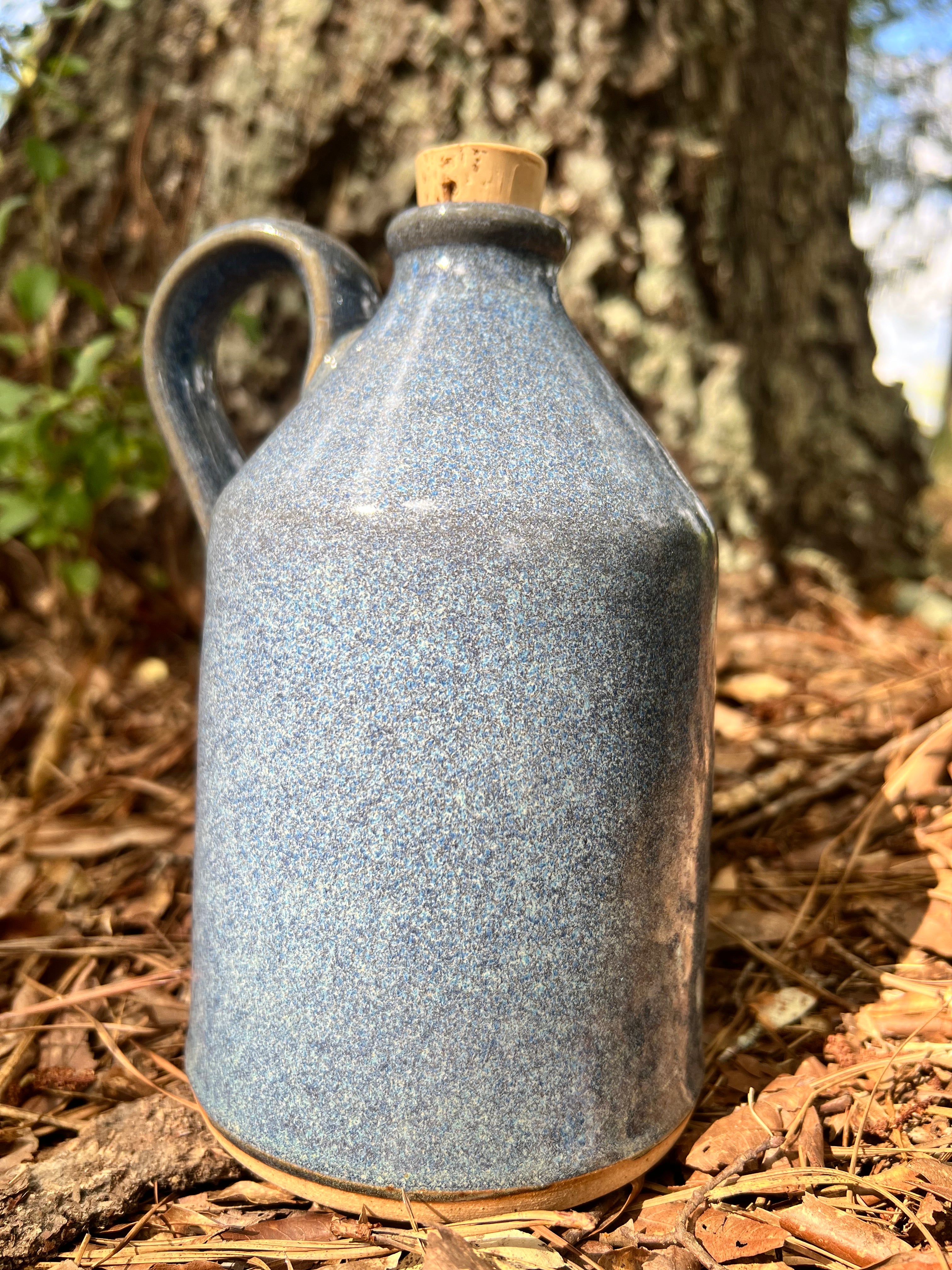 blue gray jug with handle