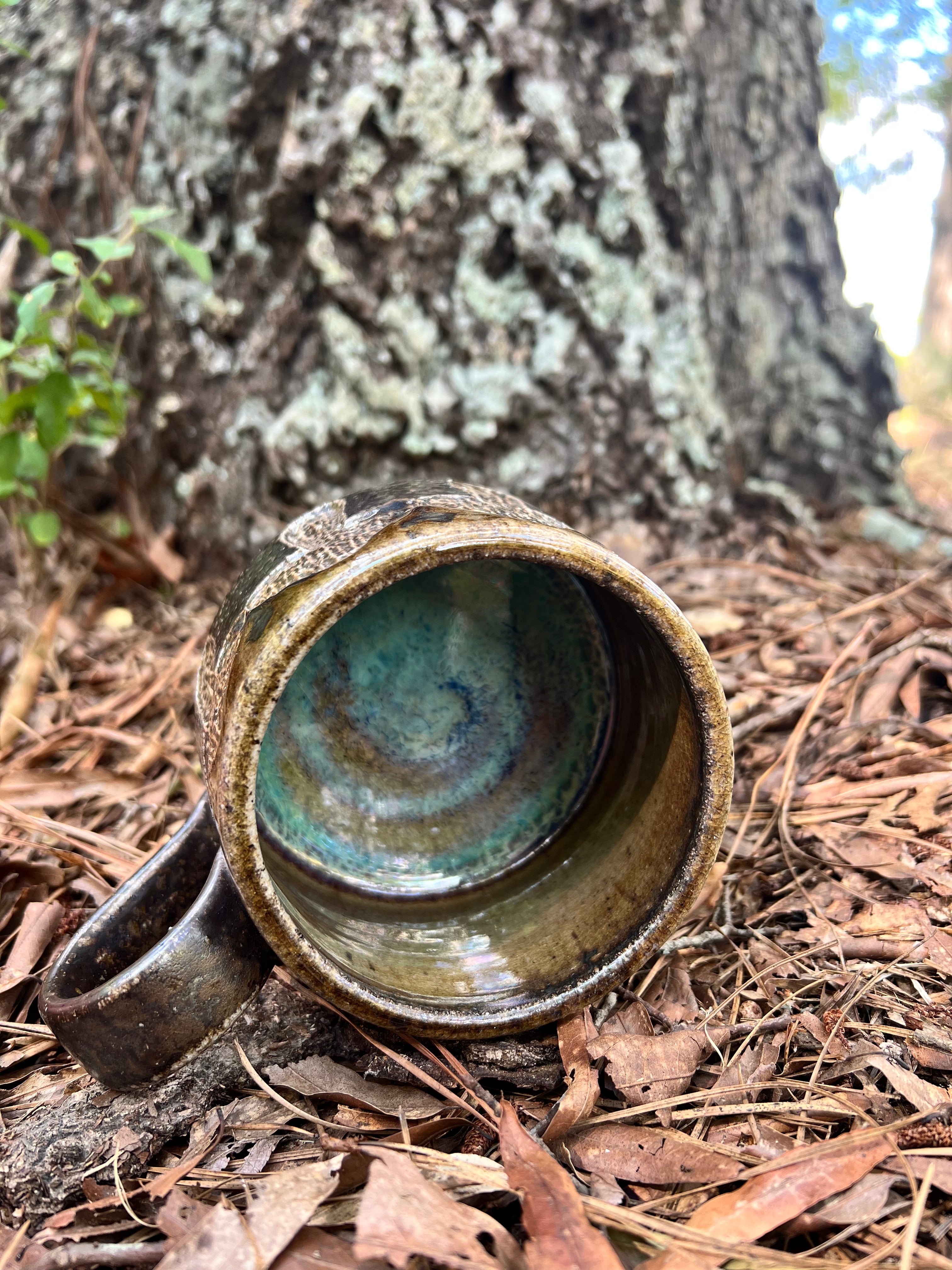wood fired hand carved mug