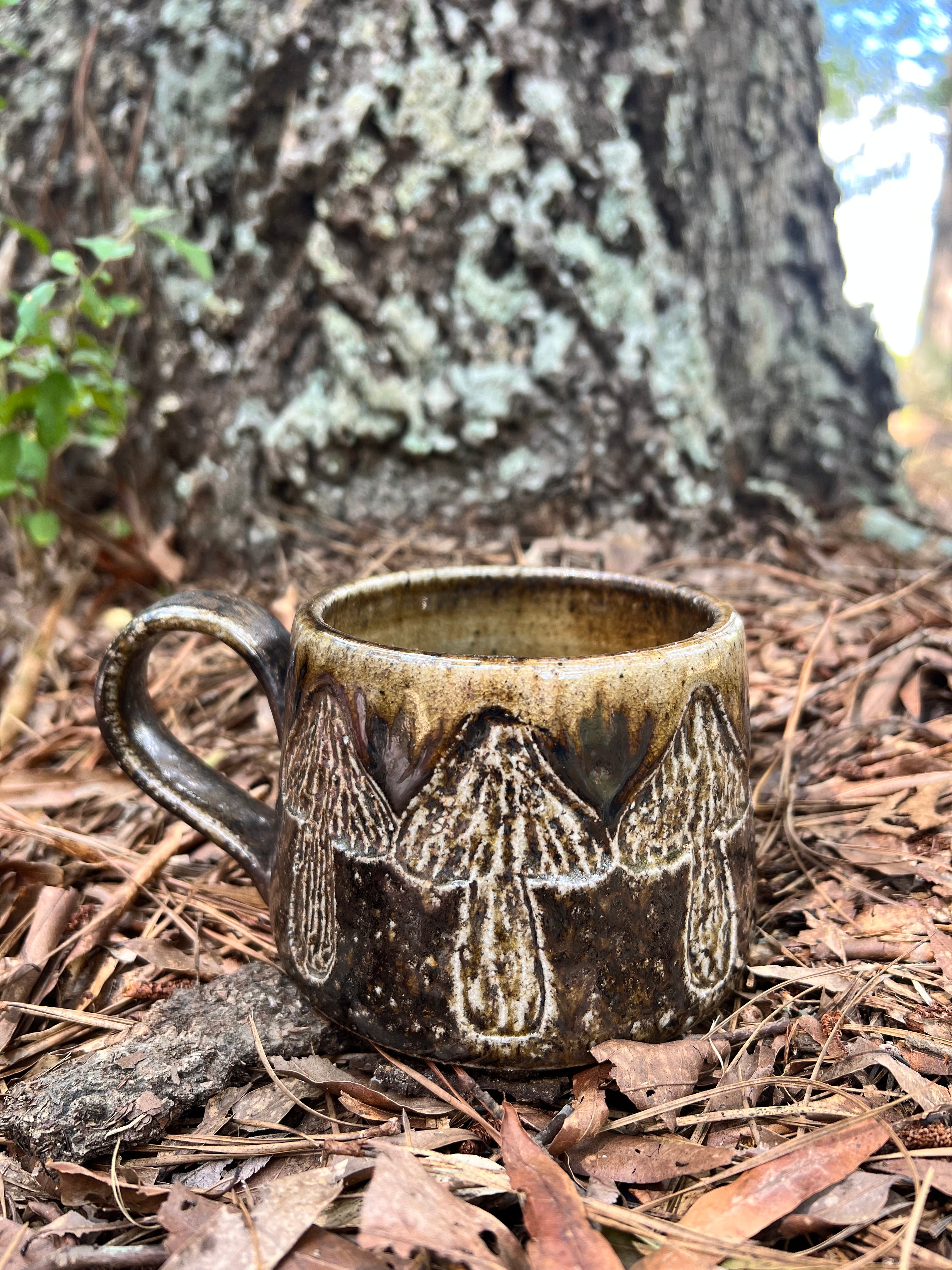 wood fired hand carved mug