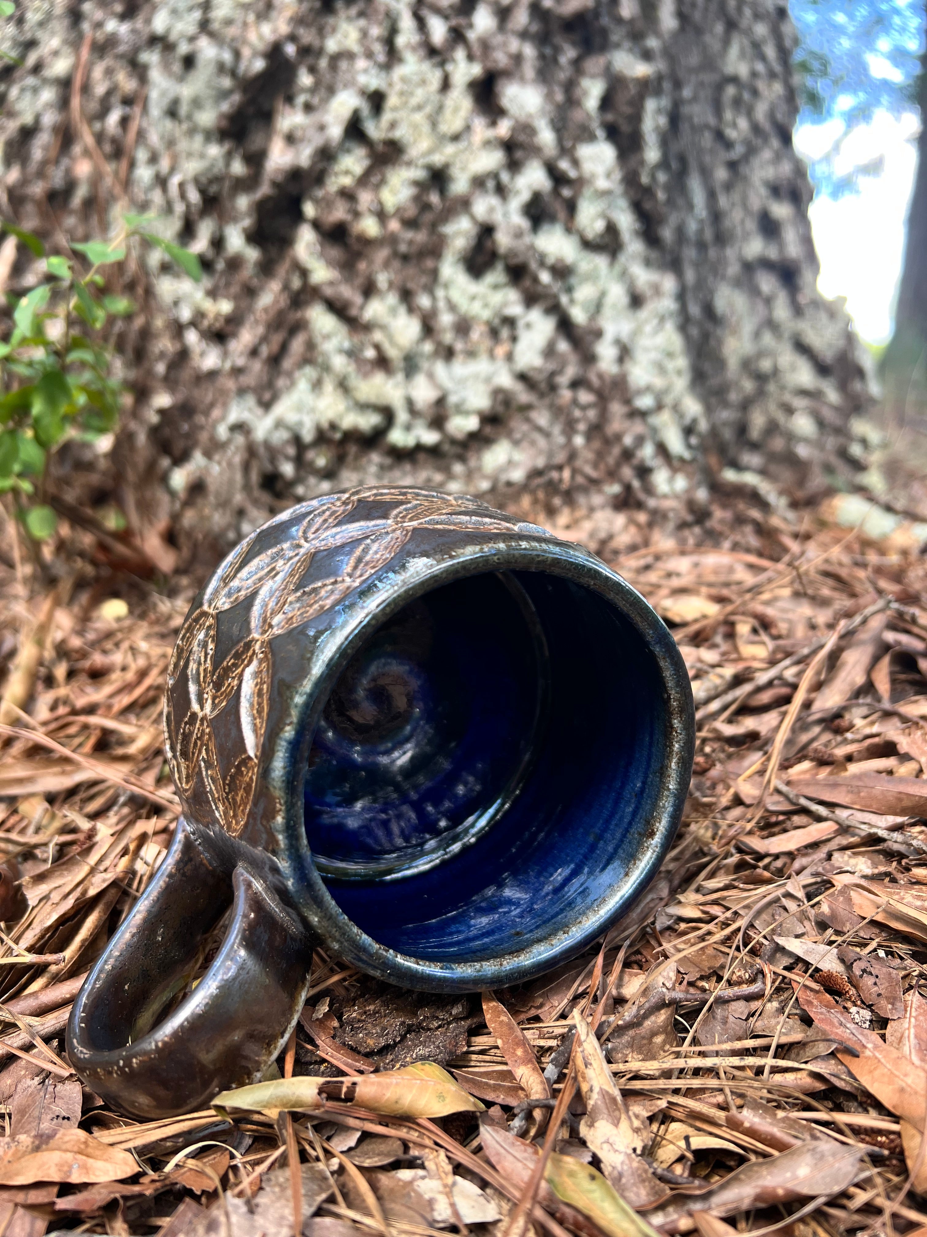 wood fired hand carved mug
