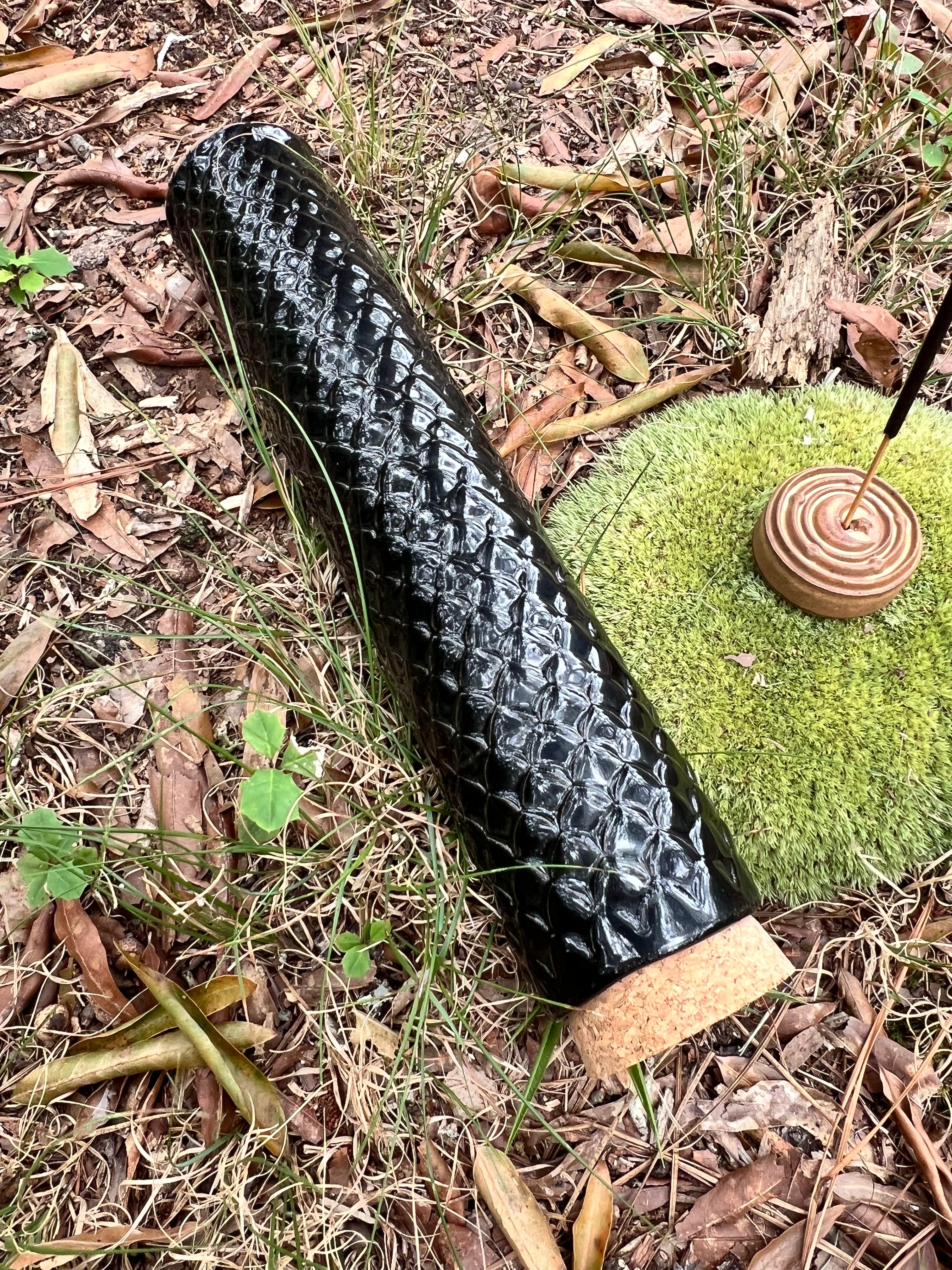 black scaled stick incense holder