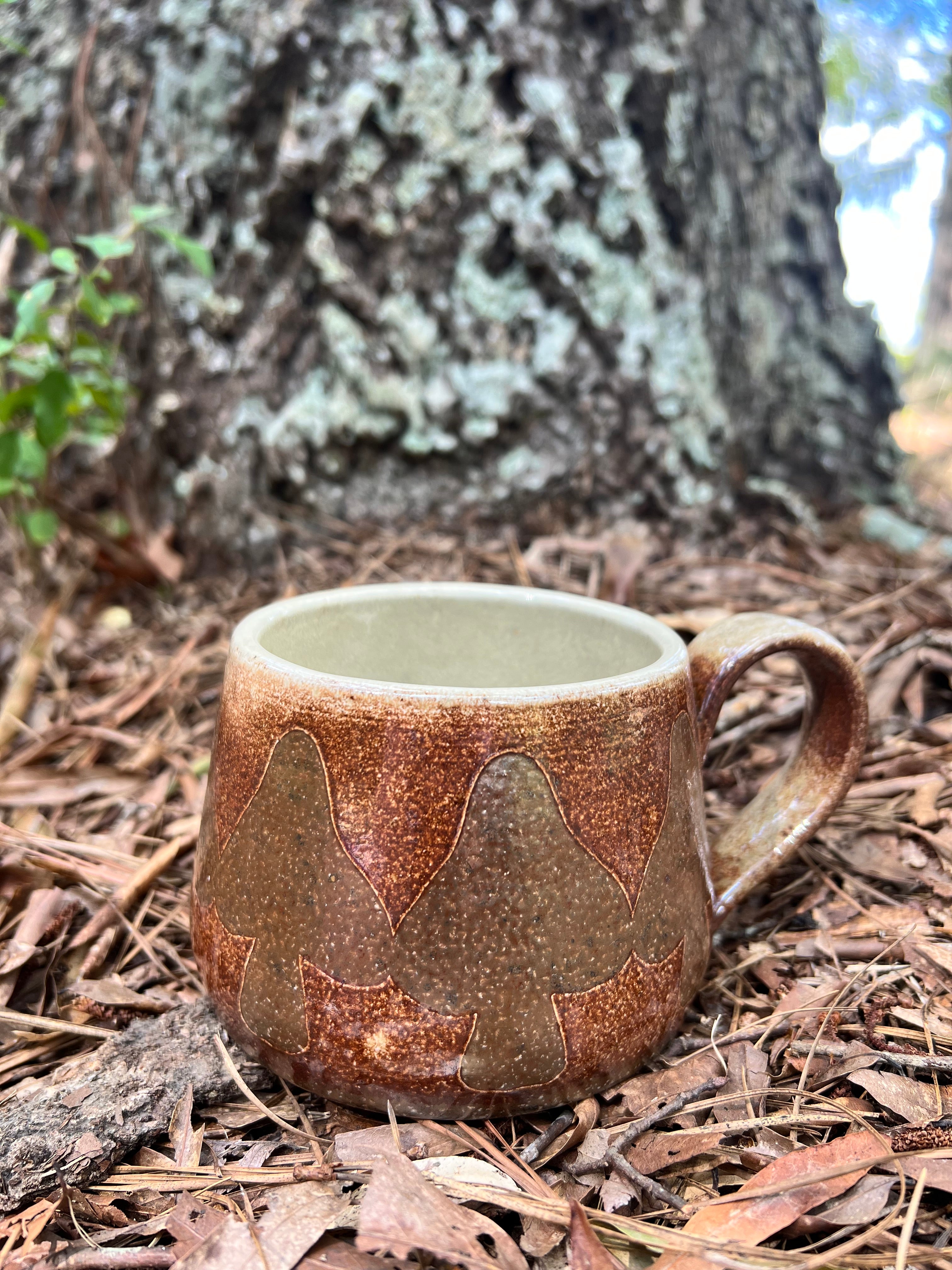 wood fired hand painted mug