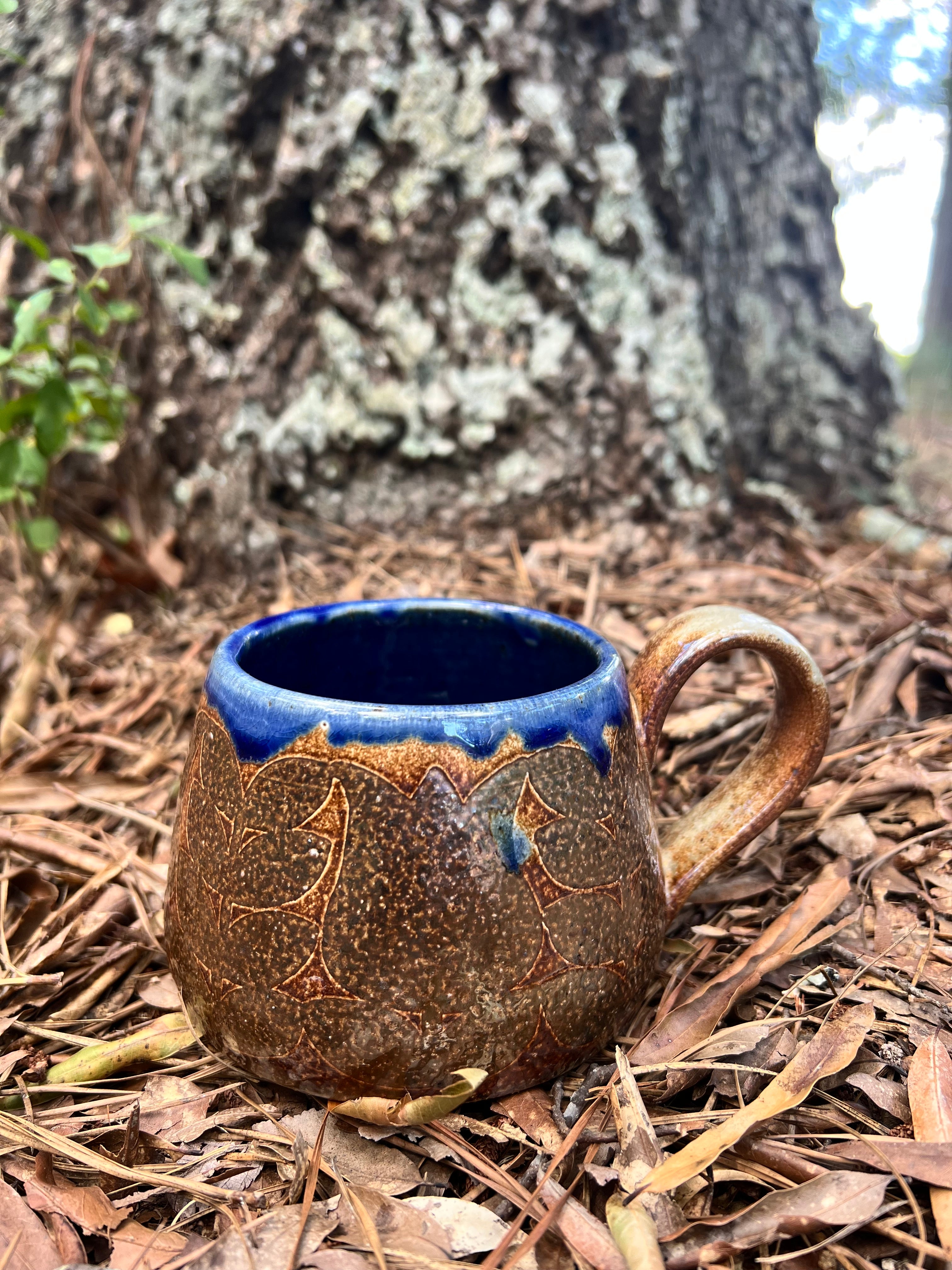wood fired hand painted mug
