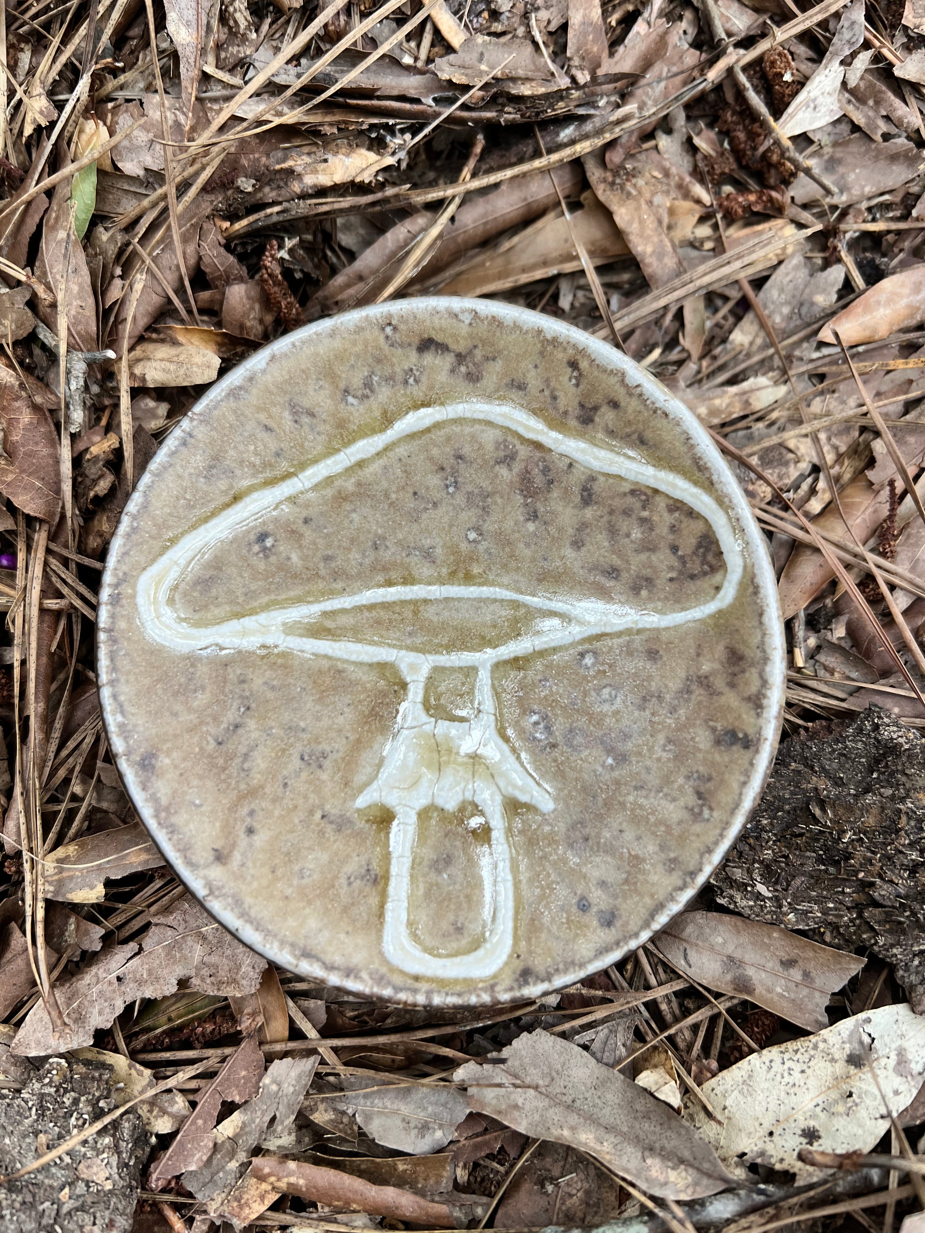wood fired mushroom trinket dish
