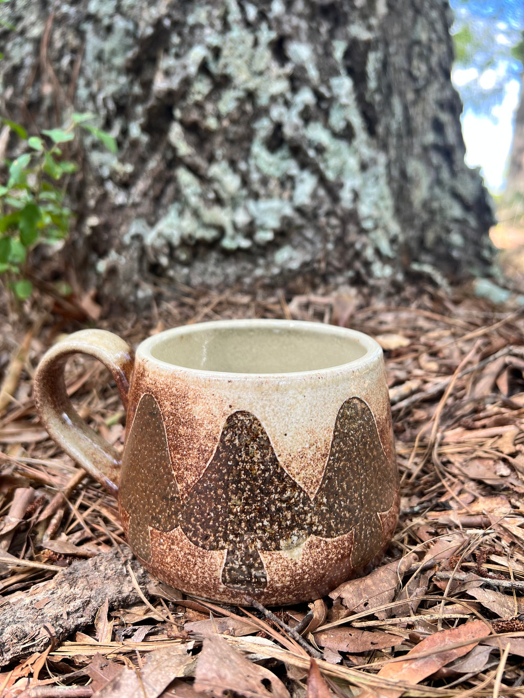 wood fired hand painted mug