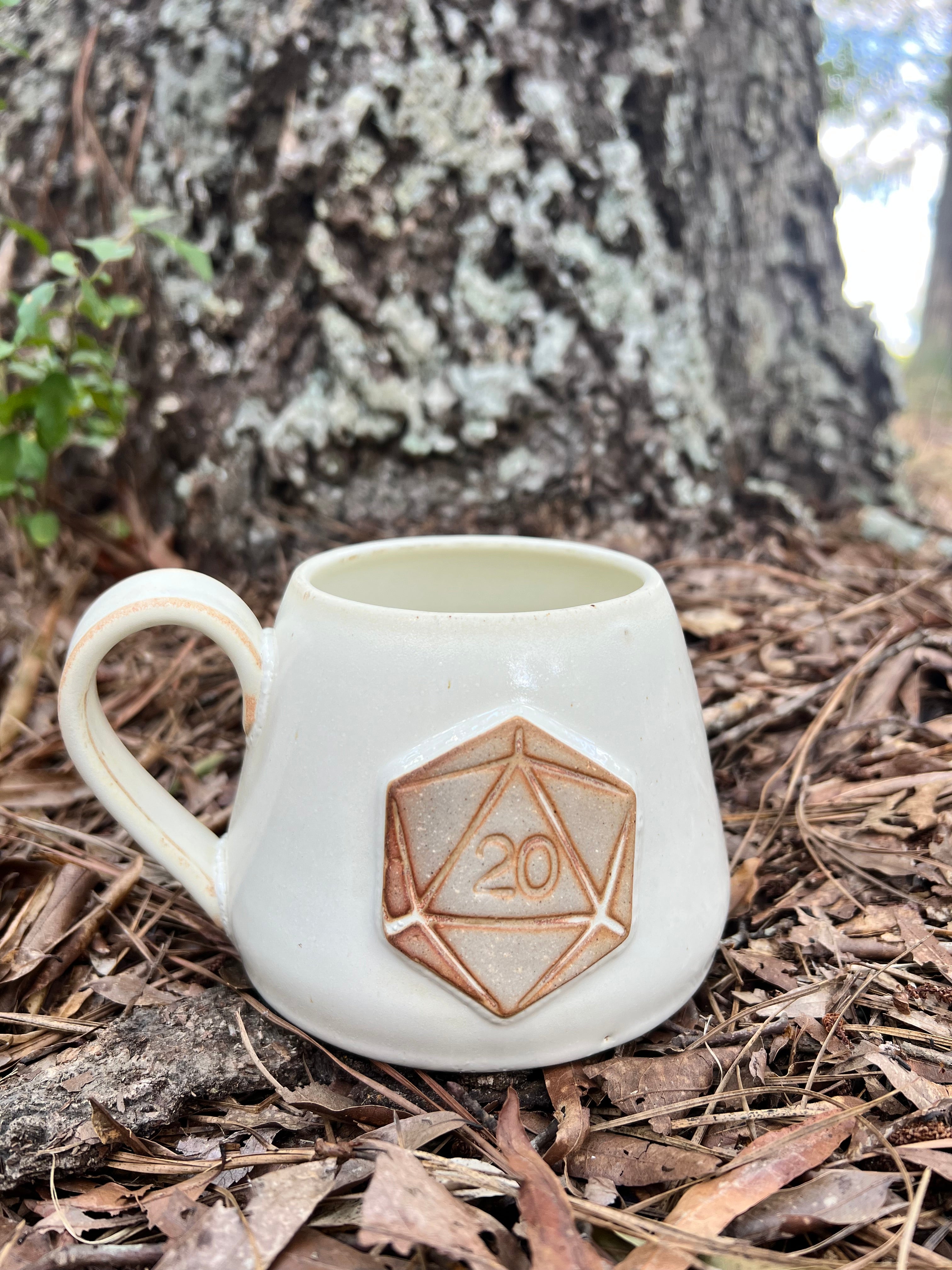 ivory d20 mug