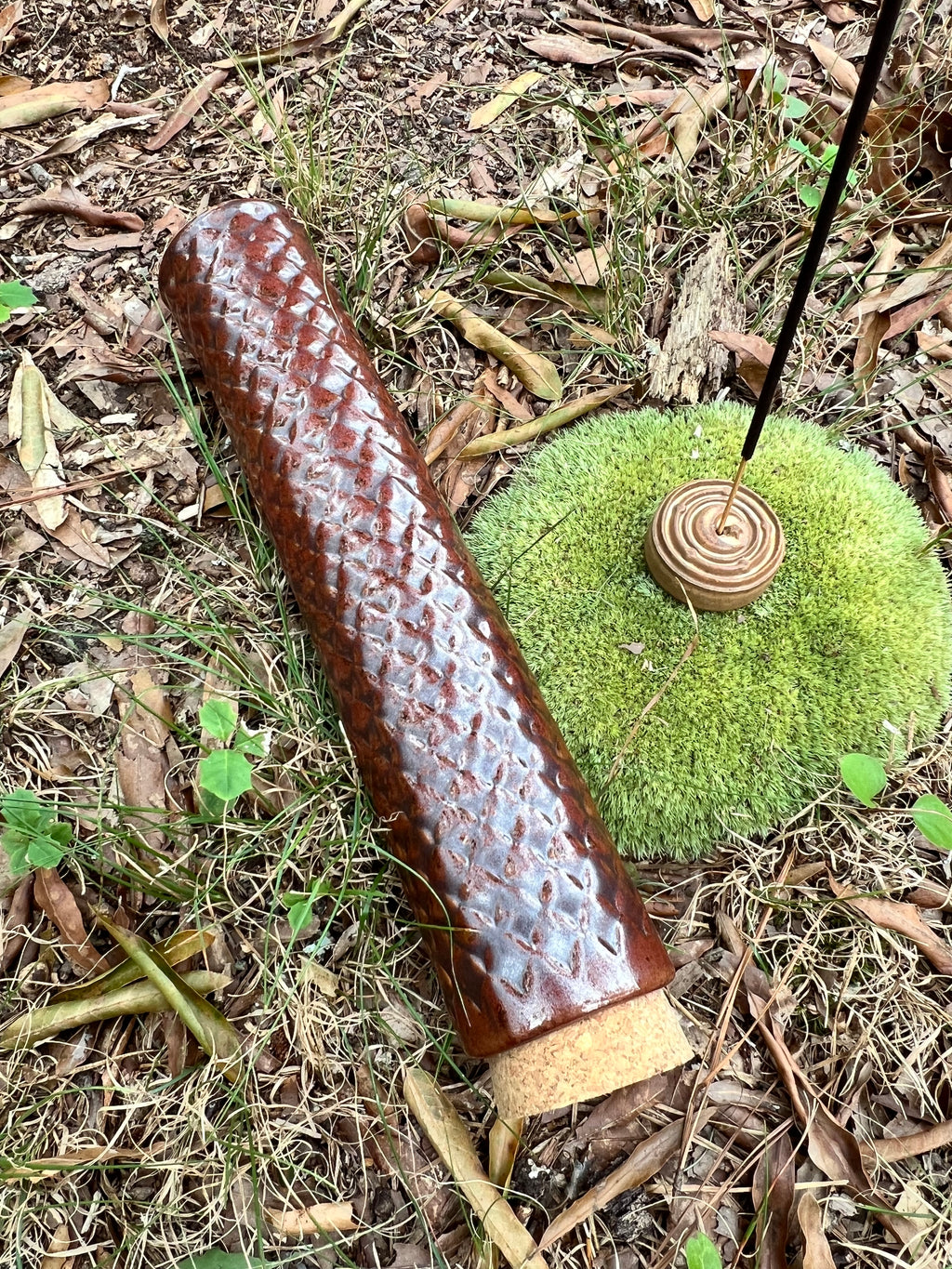 red scaled stick incense holder