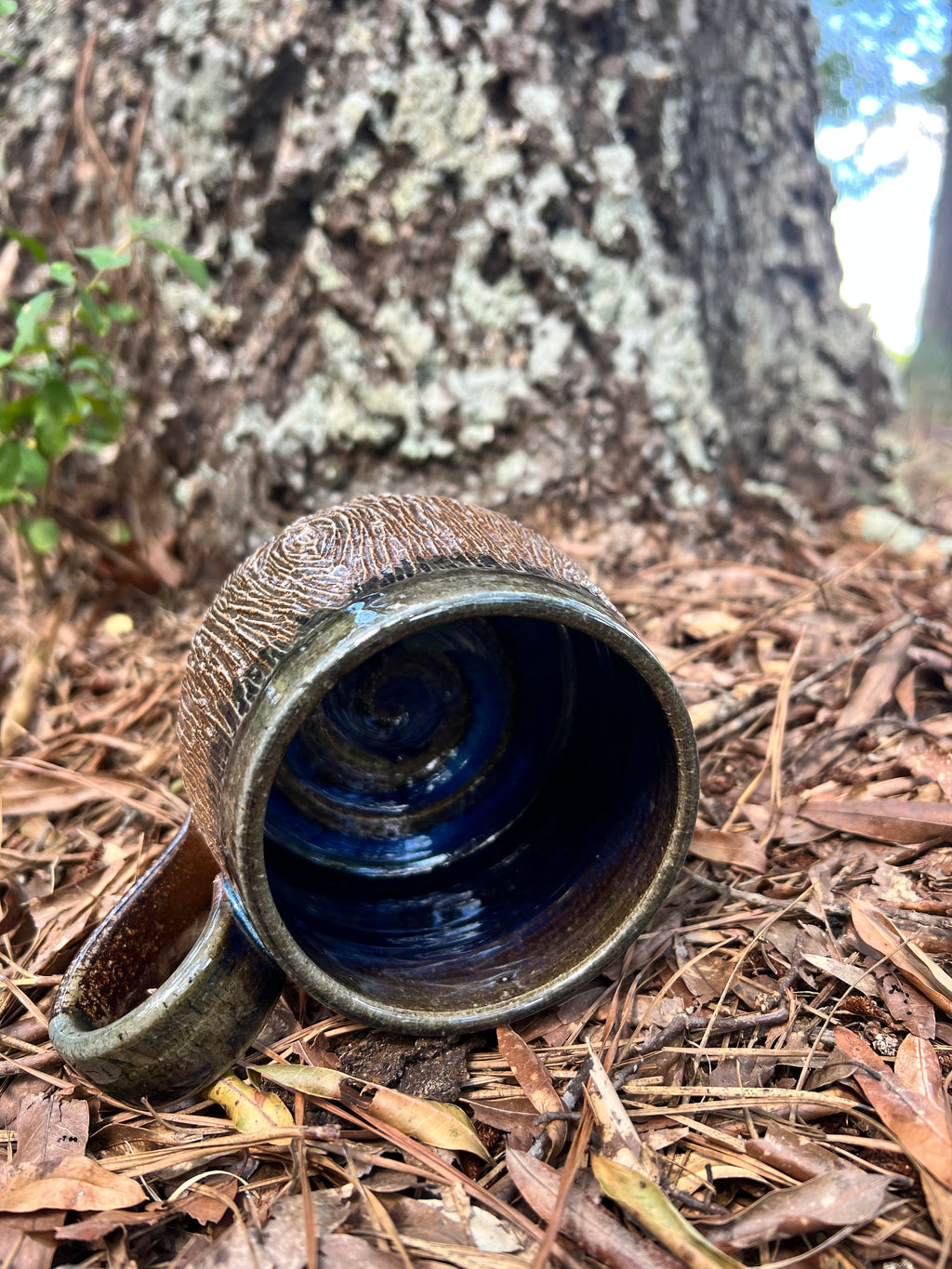 wood fired wood grain mug