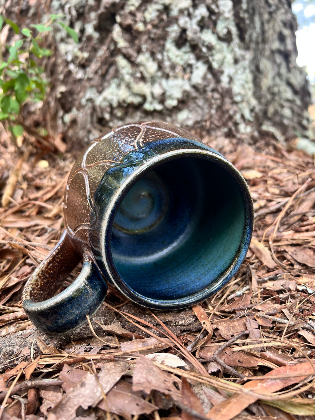 wood fired hand carved mushroom mug