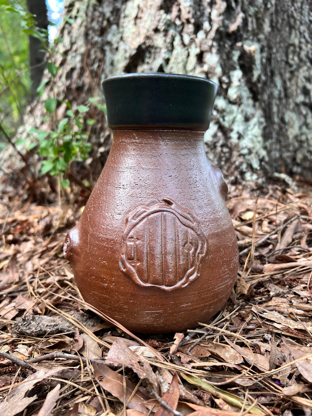 wood fired fairy door with tree knots vase