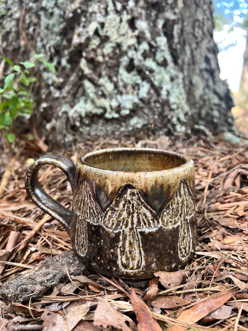 wood fired hand carved mug