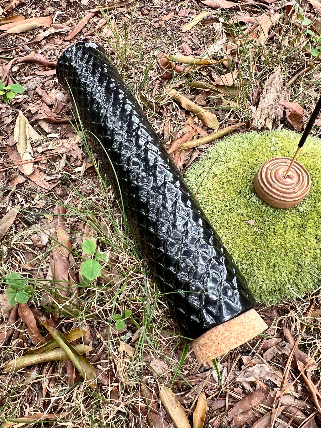 black scaled stick incense holder