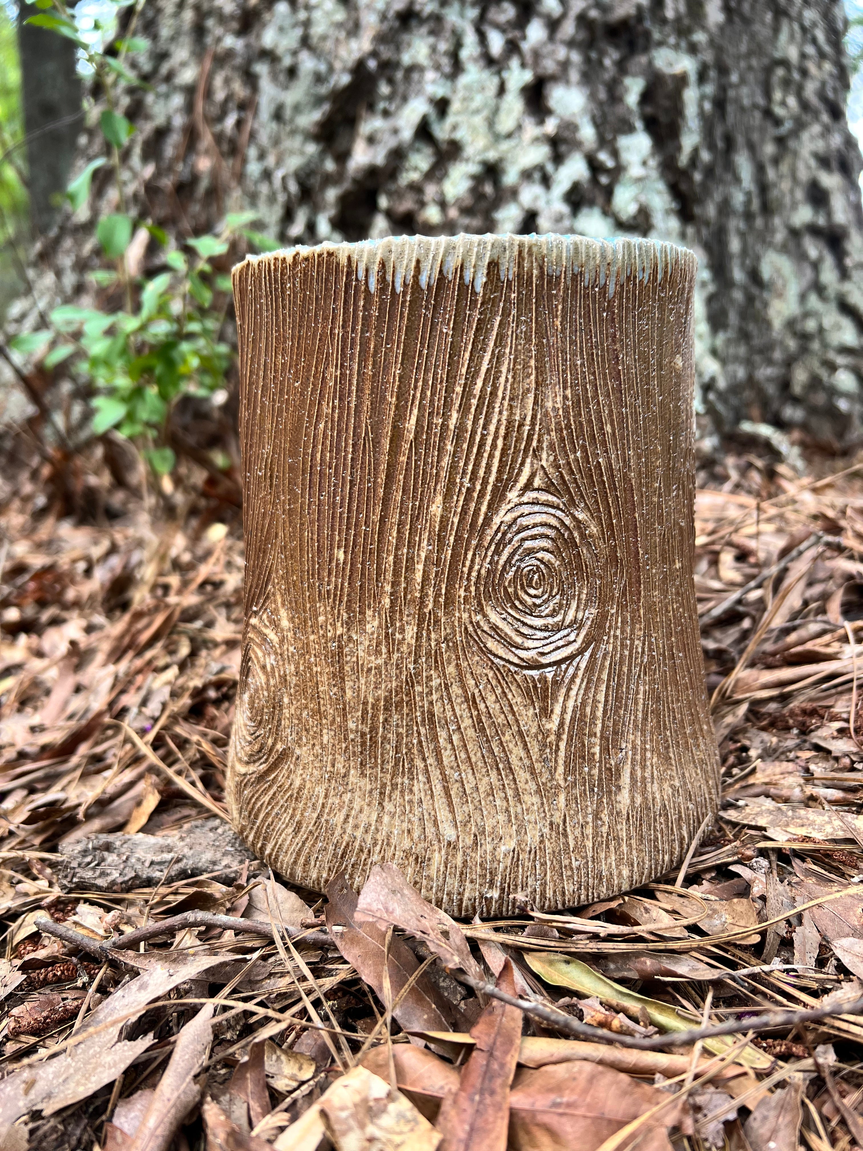 wood fired wood grain vase