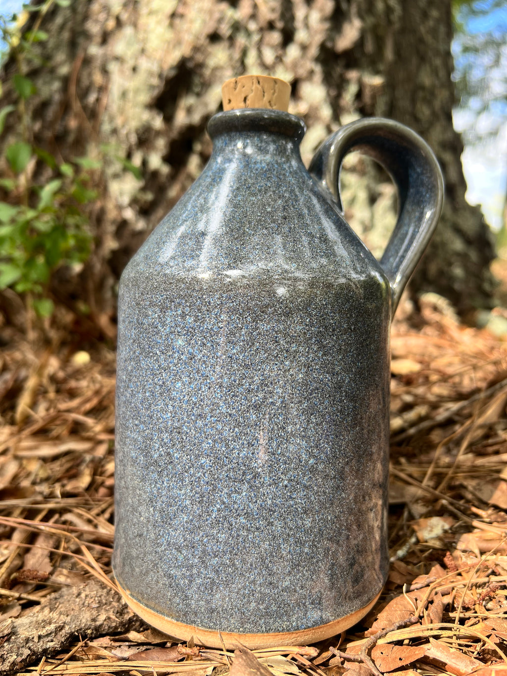 blue gray jug with handle