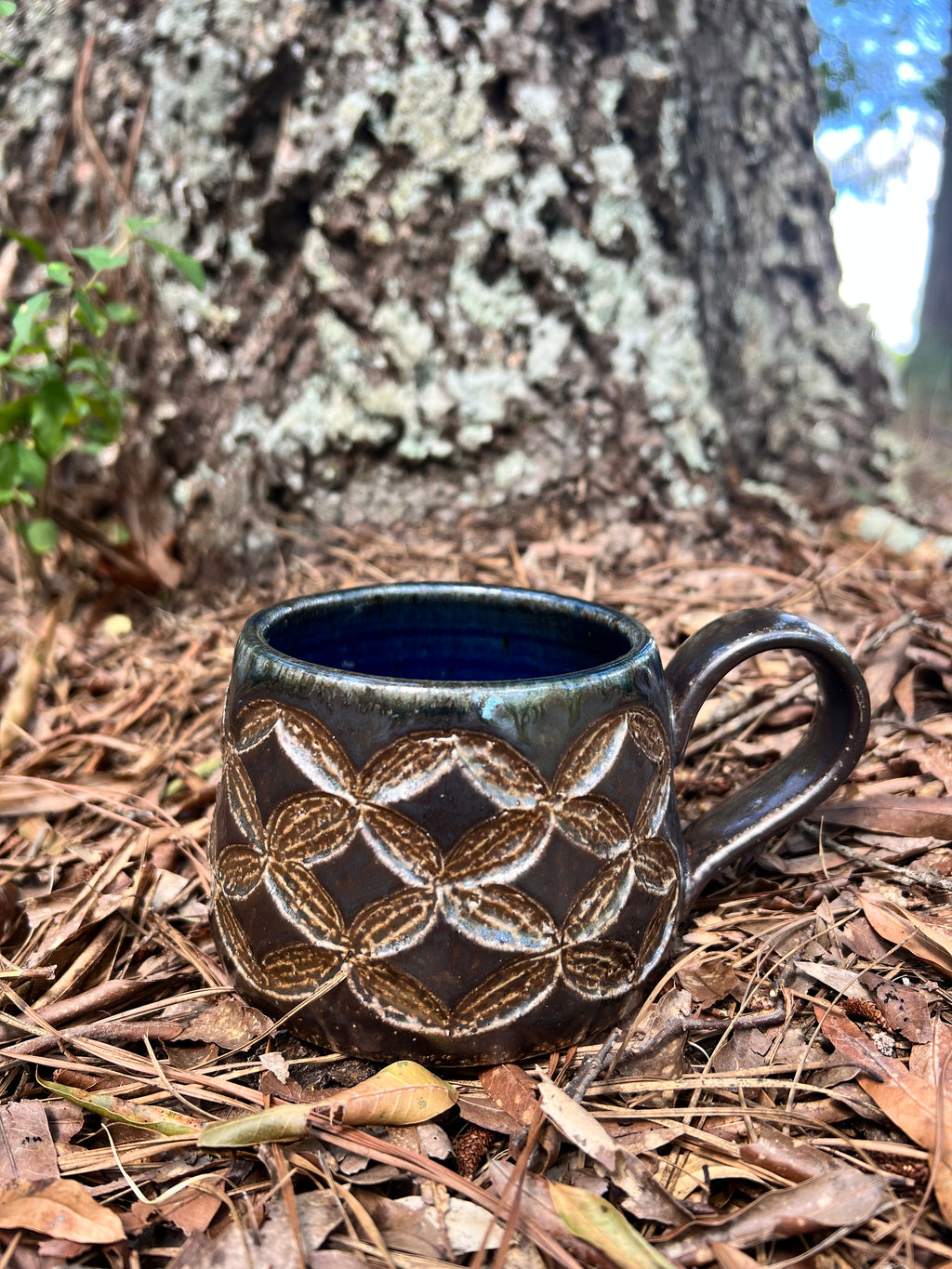 wood fired hand carved mug