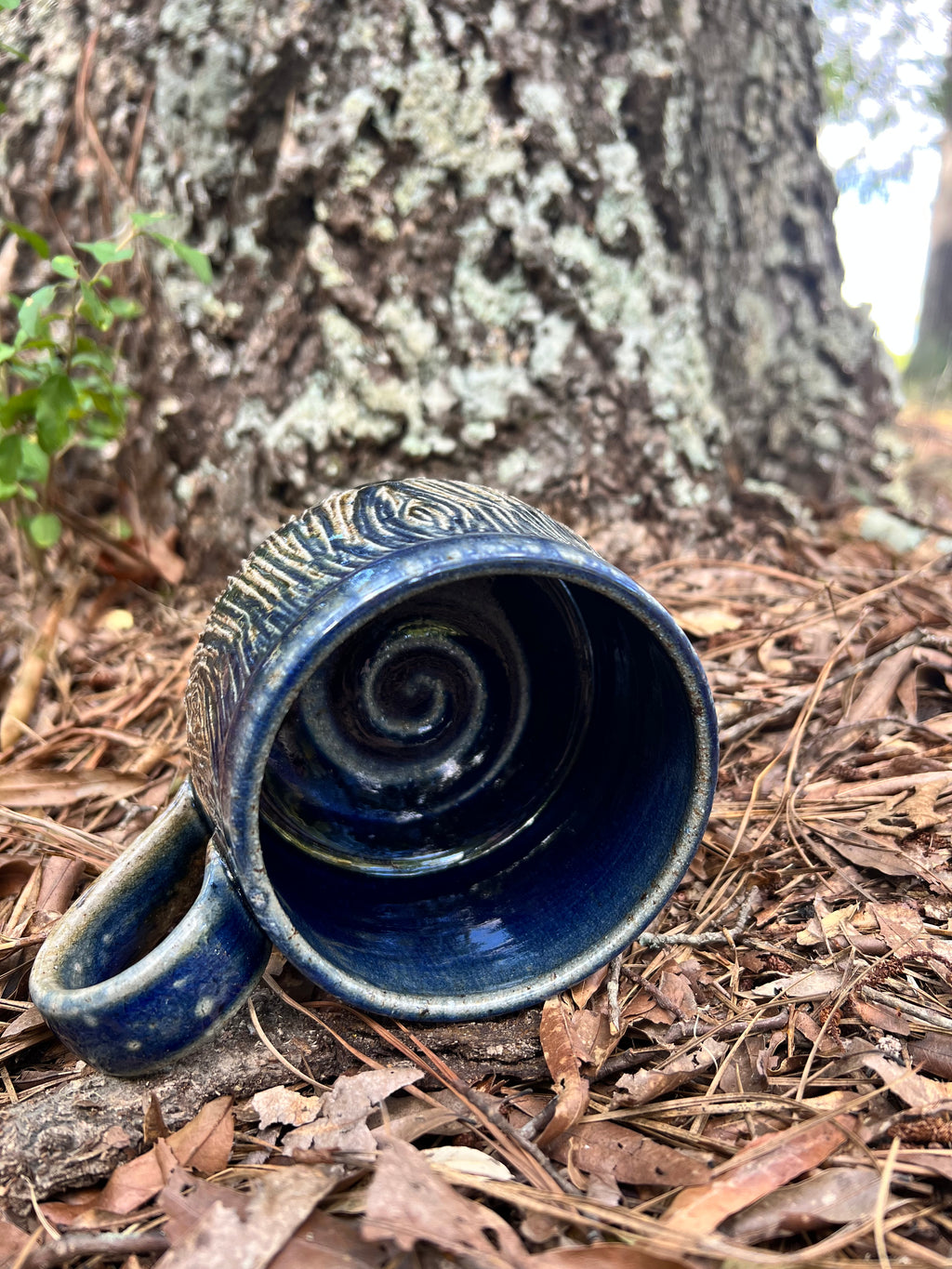 wood fired wood grain mug